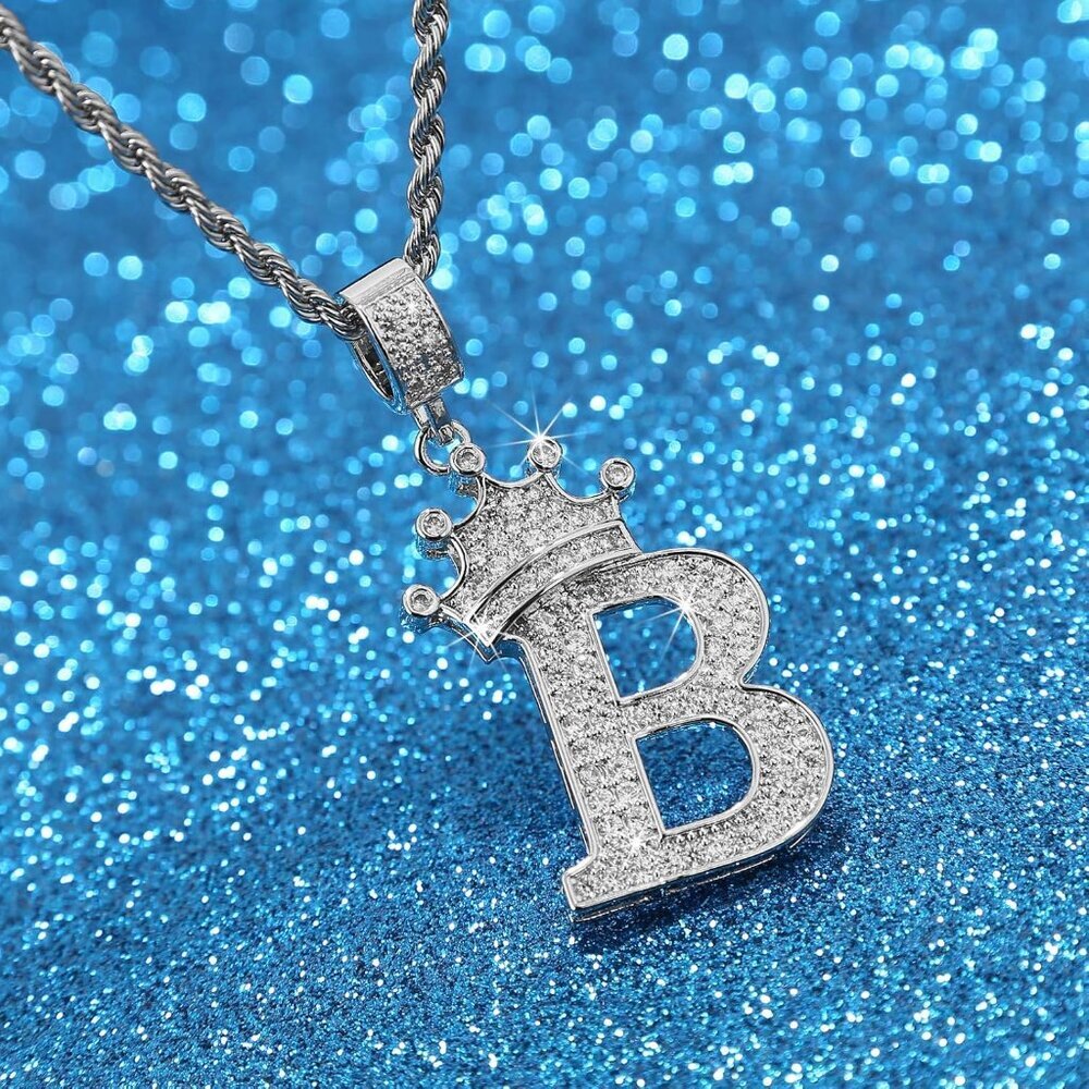 A-Z Letters Crown Necklace - 18k Gold Plated Twister Chain With Cubic Zirconia View 3